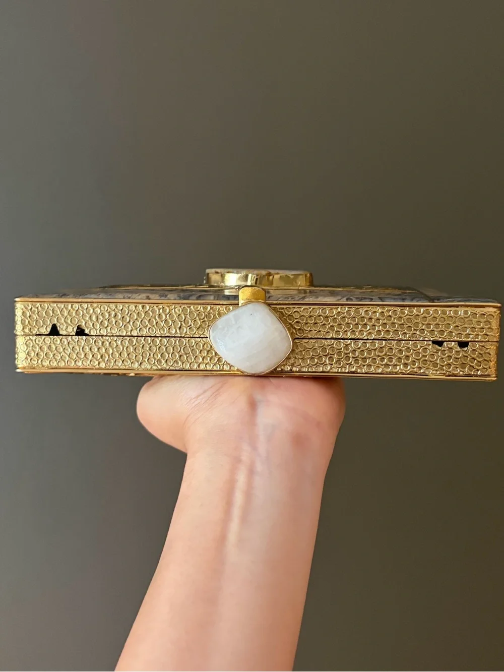 Abalone & Gold Geode Statement Clutch